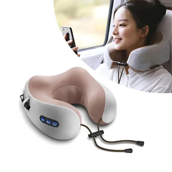 Travesseiro Massageador Cervical Formato U com Vibração – Espuma de Memória | Relaxamento e Viagem - Imagem 2