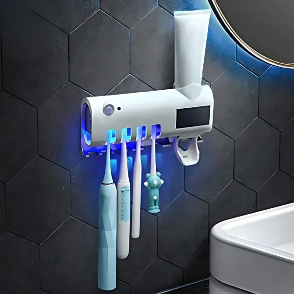 Suporte Esterilizador de Escova de Dente UV com Dispensador Automático | Solar | 4 Escovas - Imagem 4