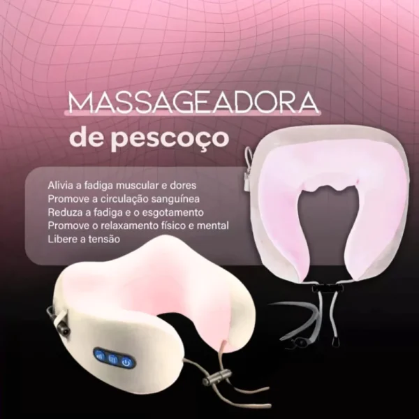 Travesseiro Massageador Cervical Formato U com Vibração – Espuma de Memória | Relaxamento e Viagem - Imagem 6