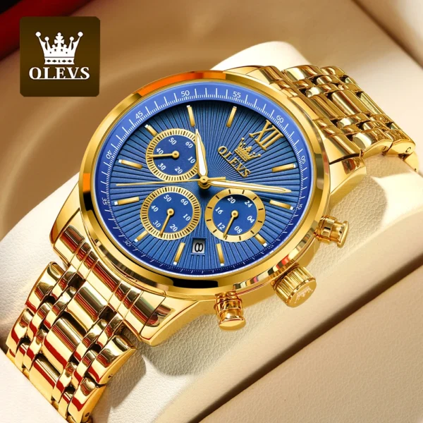 Relógios masculinos OLEVS de luxo dourado - Imagem 4