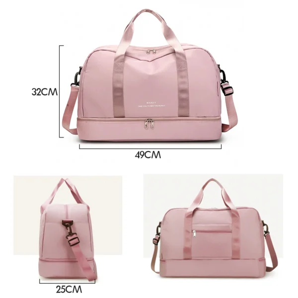 Bolsa de Viagem Jeans Impermeável com Alça Ajustável – Compartimento Seco/Molhado – Unissex - Imagem 6