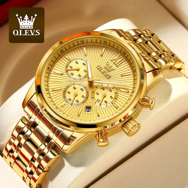 Relógios masculinos OLEVS de luxo dourado - Imagem 2
