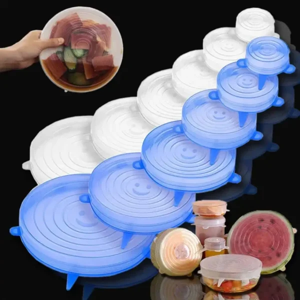 Kit de tampa reutilizável de silicone flexível com 6 unid - Imagem 2