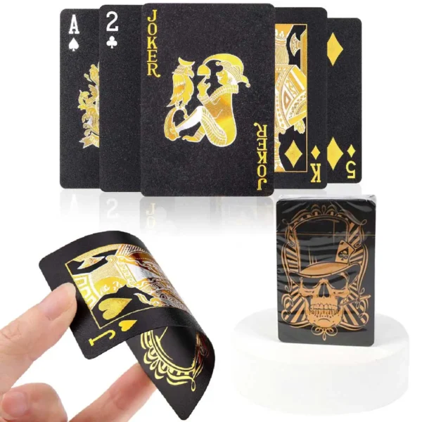 Baralho Skull Dourado em PVC – Edição de Luxo com 54 Cartas | Design Moderno e Sofisticado - Imagem 6