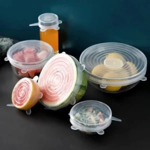 Kit de tampa reutilizável de silicone flexível com 6 unid