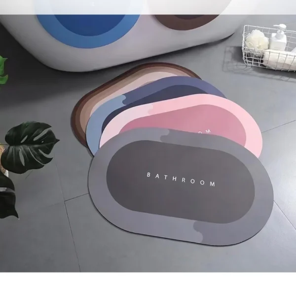 Tapete Oval Antiderrapante para Banheiro 60x40cm – Secagem Rápida, Absorvente e Confortável - Imagem 6