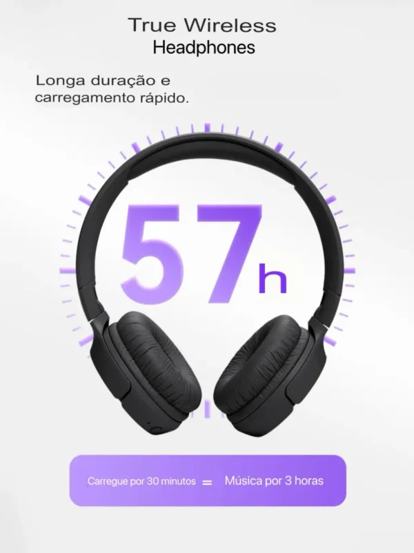 Fone de Ouvido Bluetooth T520BT com Microfone | Bateria 57h, Graves Potentes, Dobrável - Imagem 3