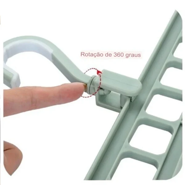 Cabide Giratório 360° Multiuso com 9 Ganchos – Organizador de Roupas Dobrável | Salva Espaço em Guarda-Roupas - Imagem 3