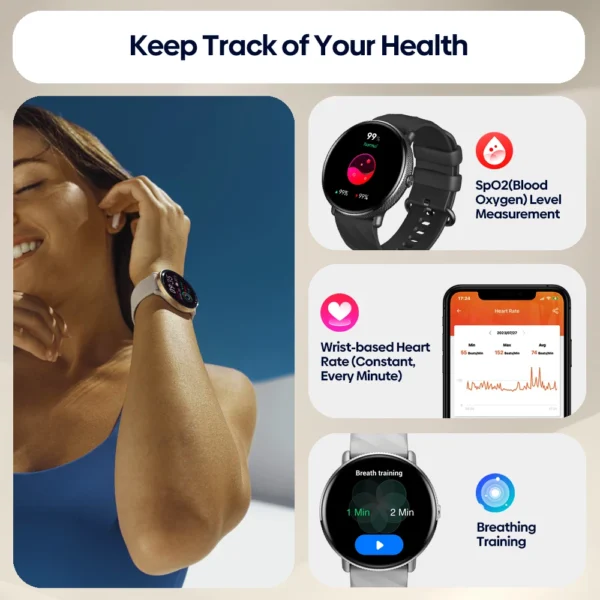 Smartwatch Zeblaze GTR 3 Pro Feminino com Chamadas, Tela AMOLED 1.43" e Pulseira Inox – Monitor de Saúde e Notificações - Imagem 4