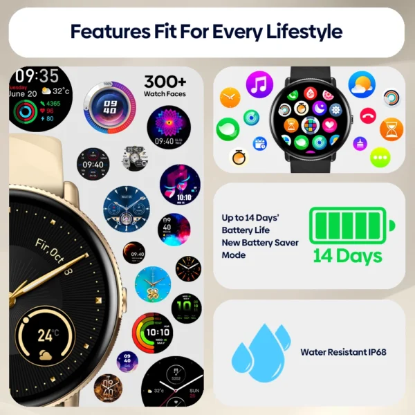 Smartwatch Zeblaze GTR 3 Pro Feminino com Chamadas, Tela AMOLED 1.43" e Pulseira Inox – Monitor de Saúde e Notificações - Imagem 17