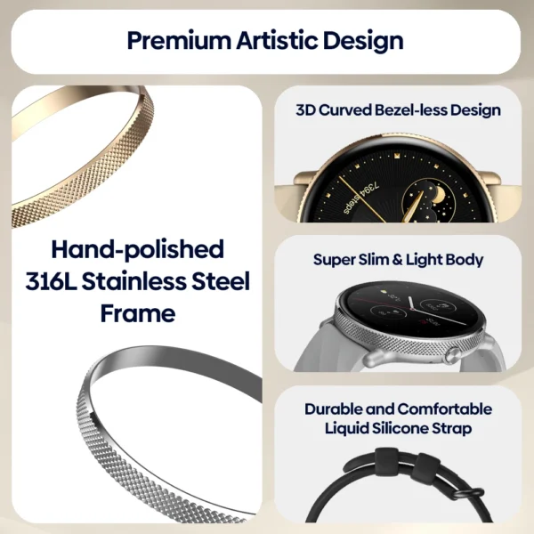 Smartwatch Zeblaze GTR 3 Pro Feminino com Chamadas, Tela AMOLED 1.43" e Pulseira Inox – Monitor de Saúde e Notificações - Imagem 14