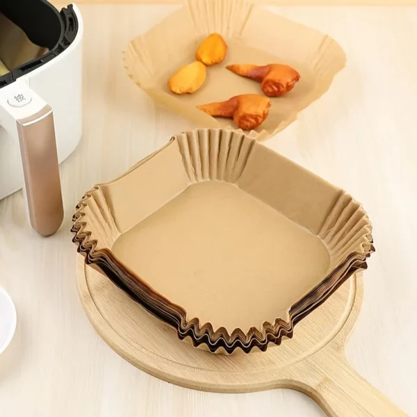 Kit com 50 Unidades de Forros Descartáveis para Airfryer – Redondos e Quadrados | Antaderente, Biodegradável e Resistente a 220°C - Imagem 6
