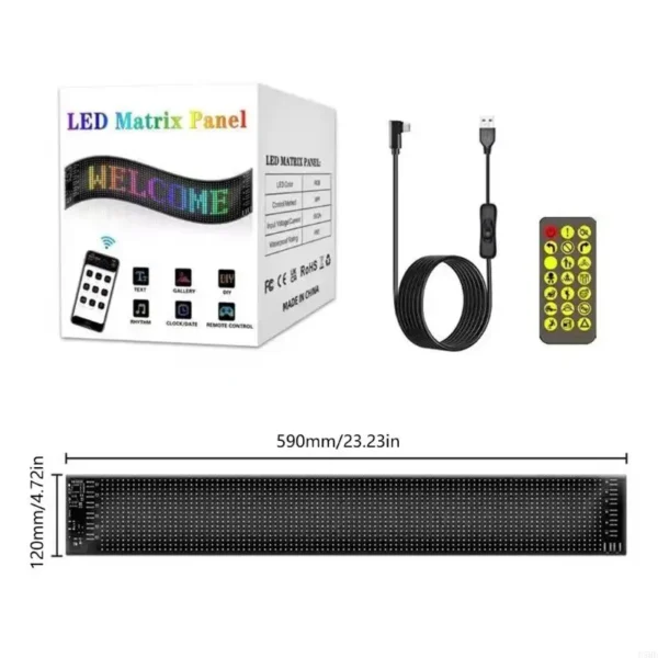 Painel de LED Programável D5BE via Bluetooth – Letreiro Digital Flexível para Carros, Lojas e Eventos | RGB, Rolagem e Efeitos Visuais - Imagem 6