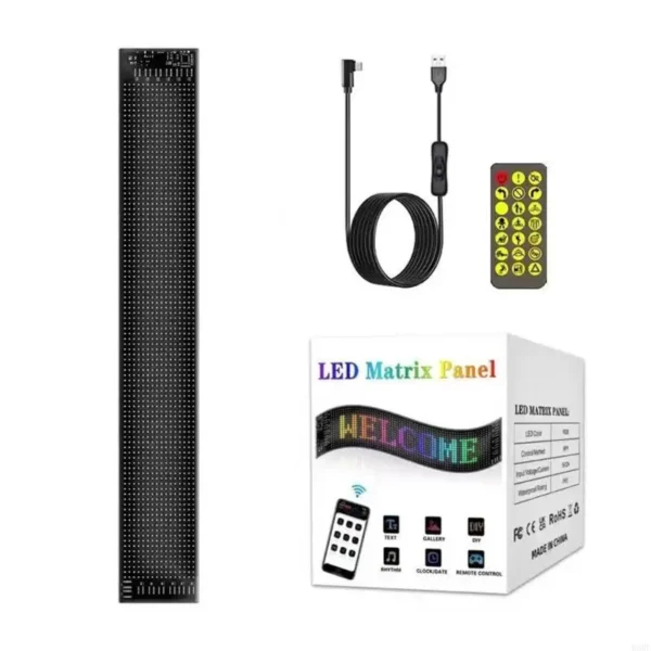 Painel de LED Programável D5BE via Bluetooth – Letreiro Digital Flexível para Carros, Lojas e Eventos | RGB, Rolagem e Efeitos Visuais - Imagem 5