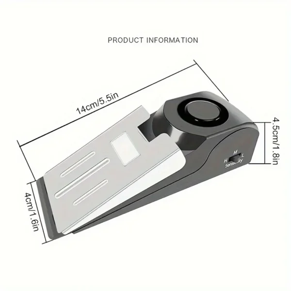 Alarme Portátil Antifurto com Trava de Porta 120dB – Sensor de Presença com 3 Níveis de Sensibilidade | Segurança em Viagens e Residências - Imagem 2