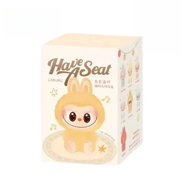 Boneco Colecionável Labubu "Have a Seat" – Blind Box 1:1 | Estilo Kawaii com Acabamento Flocking e Pingente Decorativo - Imagem 9