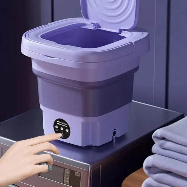 Mini Máquina de Lavar Dobrável 8L – Portátil, Compacta e Ideal para Roupas Íntimas, Meias e Itens Delicados | 3 Programas de Lavagem - Imagem 2