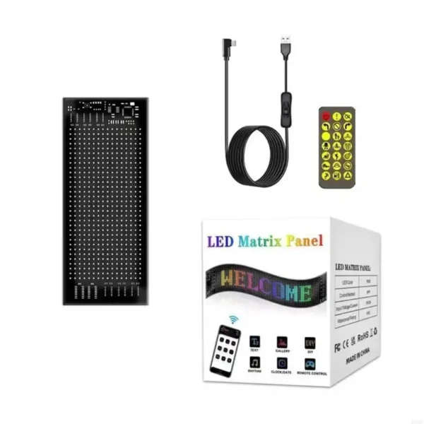 Painel de LED Programável D5BE via Bluetooth – Letreiro Digital Flexível para Carros, Lojas e Eventos | RGB, Rolagem e Efeitos Visuais - Imagem 2