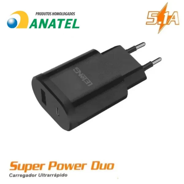 Carregador Fonte para iPhone Turbo Rapido 36w PD Tipo C Usb 2 Entradas - Imagem 5