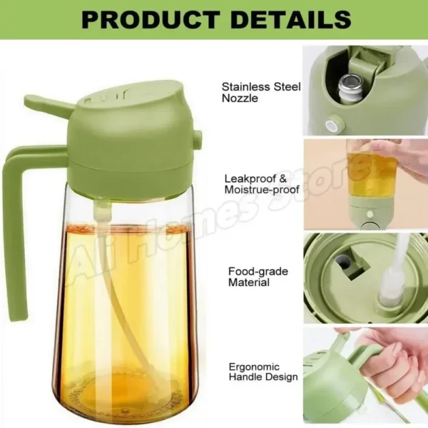 Borrifador de Óleo 2 em 1 com 500ml – Spray para Cozinha, Churrasco, Assados e Saladas - Imagem 4