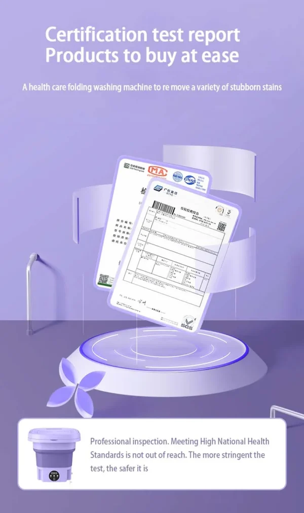 Mini Máquina de Lavar Dobrável 8L – Portátil, Compacta e Ideal para Roupas Íntimas, Meias e Itens Delicados | 3 Programas de Lavagem - Imagem 18