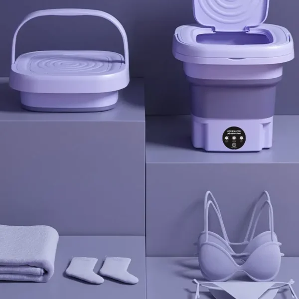 Mini Máquina de Lavar Dobrável 8L – Portátil, Compacta e Ideal para Roupas Íntimas, Meias e Itens Delicados | 3 Programas de Lavagem - Imagem 5