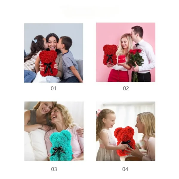 Urso de Rosas com Luz 25cm + Caixa Presente – Presente Romântico para Namorada, Aniversário, Casamento ou Dia das Mães - Imagem 17
