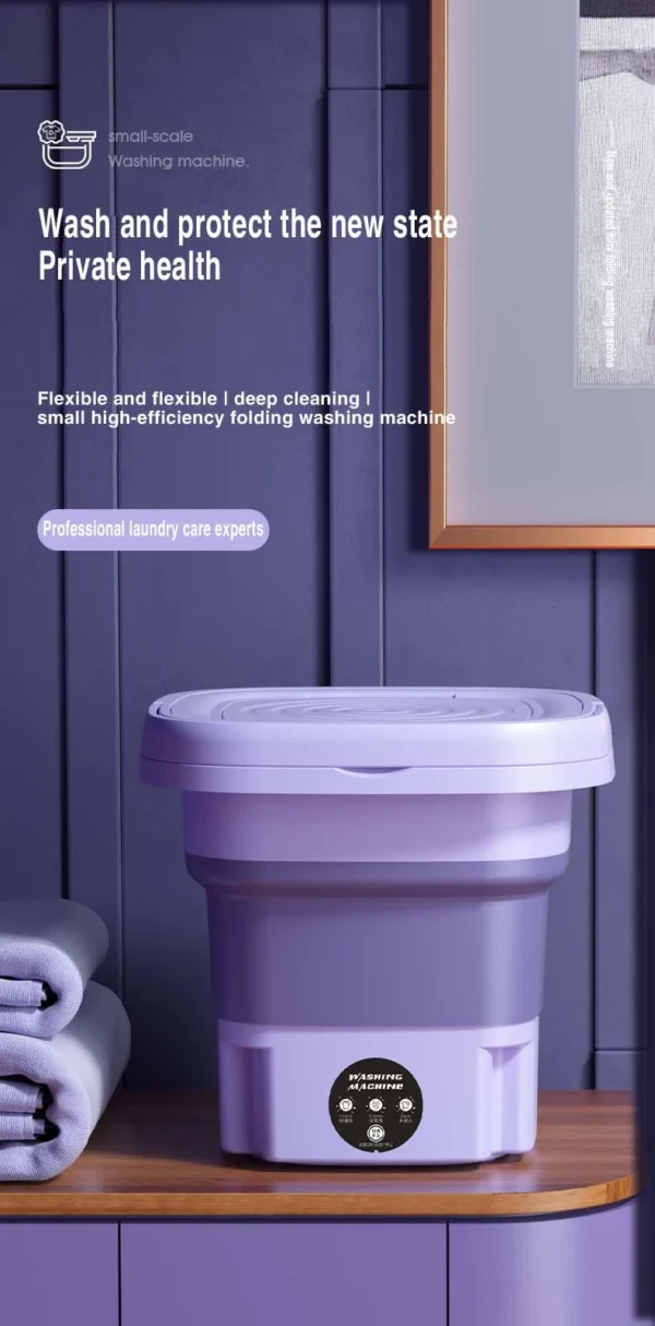 Mini Máquina de Lavar Dobrável 8L – Portátil, Compacta e Ideal para Roupas Íntimas, Meias e Itens Delicados | 3 Programas de Lavagem - Imagem 14