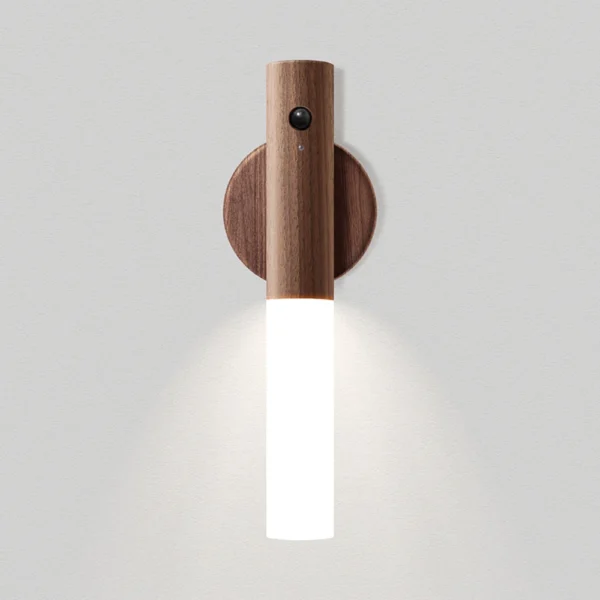 Luminária LED Inteligente com Sensor de Movimento PIR – Base Magnética e Acabamento em Madeira - Imagem 5