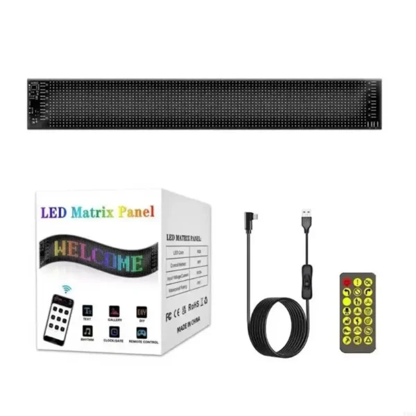 Painel de LED Programável D5BE via Bluetooth – Letreiro Digital Flexível para Carros, Lojas e Eventos | RGB, Rolagem e Efeitos Visuais - Imagem 4