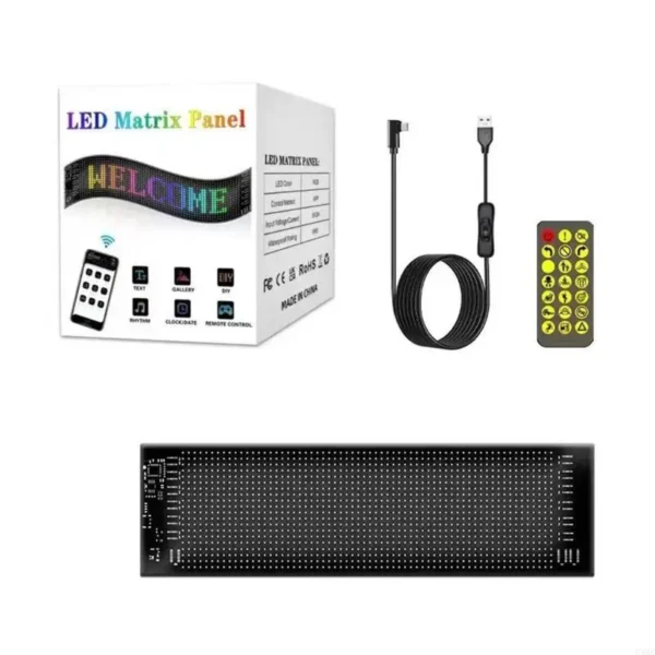 Painel de LED Programável D5BE via Bluetooth – Letreiro Digital Flexível para Carros, Lojas e Eventos | RGB, Rolagem e Efeitos Visuais - Imagem 8