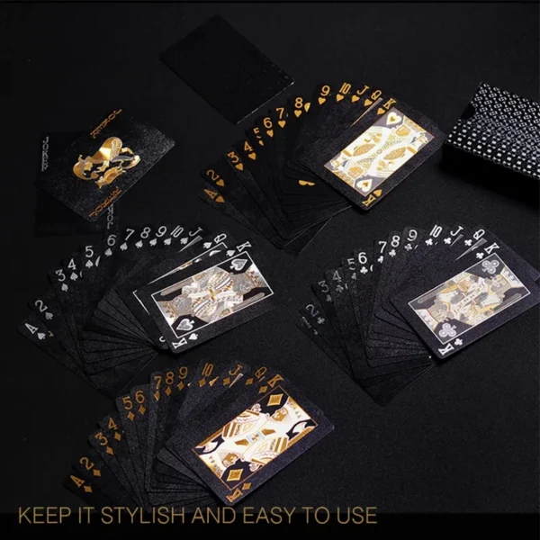 Baralho Luxo Black Gold à Prova D’Água – Edição Mágica Colecionável com Estojo Preto - Imagem 3