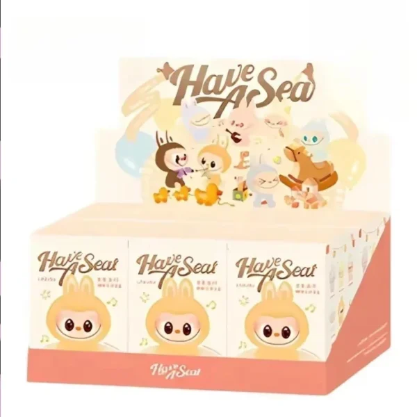 Boneco Colecionável Labubu "Have a Seat" – Blind Box 1:1 | Estilo Kawaii com Acabamento Flocking e Pingente Decorativo - Imagem 11