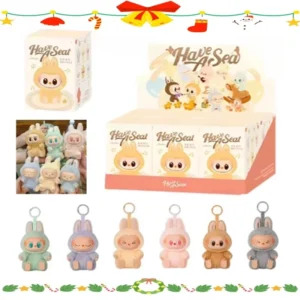 Boneco Colecionável Labubu "Have a Seat" – Blind Box 1:1 | Estilo Kawaii com Acabamento Flocking e Pingente Decorativo