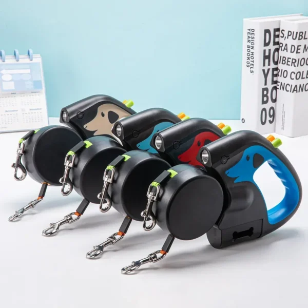 Guia Retrátil Duplo com Lanterna, Suporte de Saquinhos e Tecnologia Antienrosco – 3m para 2 Cães - Imagem 11