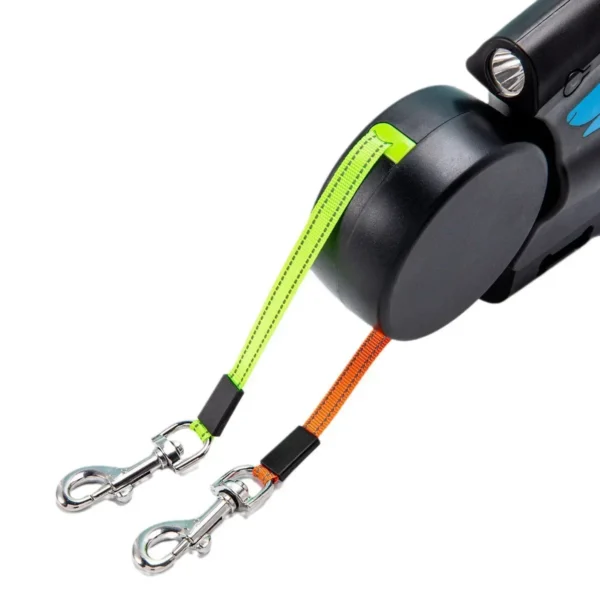 Guia Retrátil Duplo com Lanterna, Suporte de Saquinhos e Tecnologia Antienrosco – 3m para 2 Cães - Imagem 16