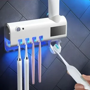 Suporte Esterilizador de Escova de Dente UV com Dispensador Automático | Solar | 4 Escovas